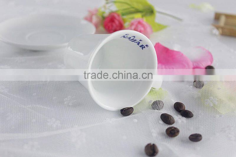 Custom logo white porcelain tea cup and saucer wholesale
