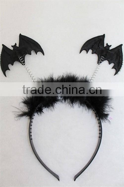 Fashion halloween party bat hairband bat headband with feather