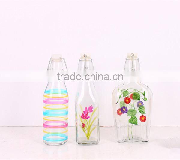 250ml glass beverage bottle with metal buckle