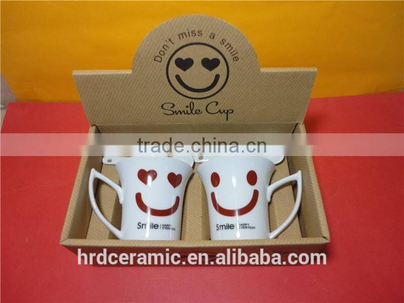 High Quality Promotional Logo Printed Ceramic french coffee cups