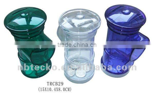 Hot selling fire cock shape plastic coin jar/money saving box