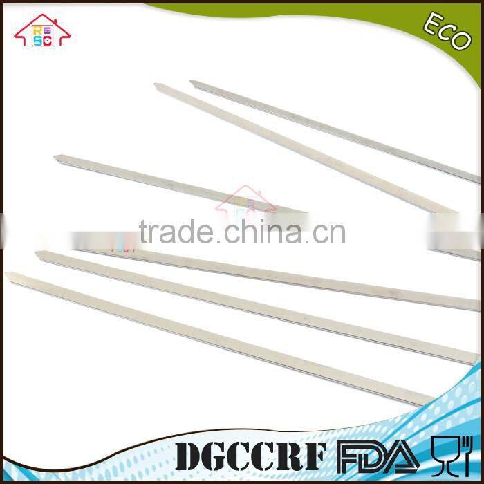 NBRSC New 10 pcs Stainless Steel BBQ Barbecue Cooking Kebab Flat Skewers Needle Fork