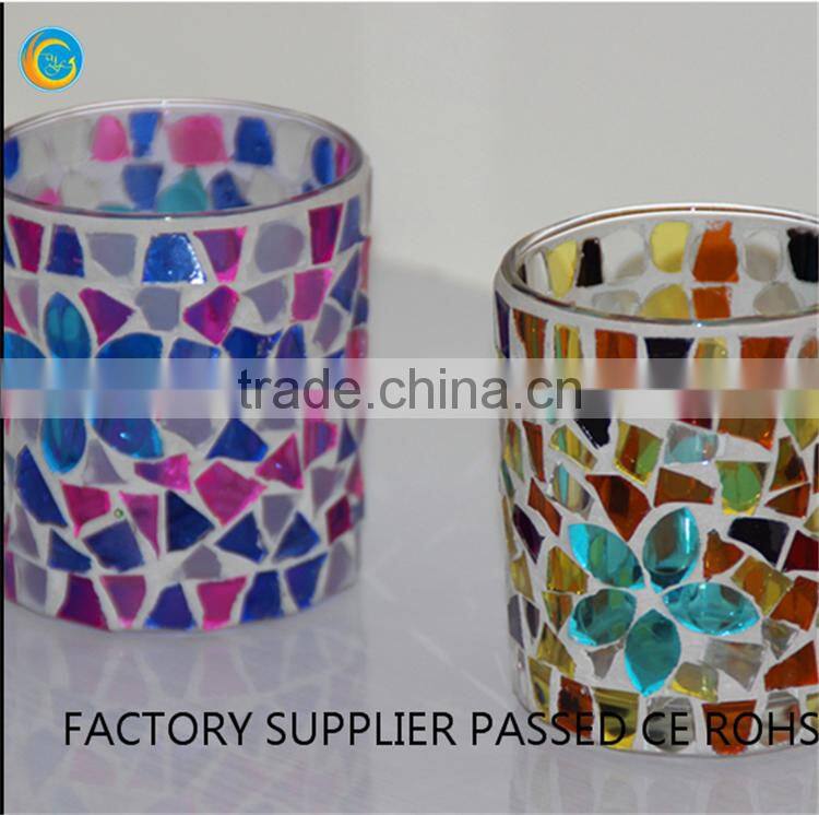 wholesale mosaic tin candle holders glass