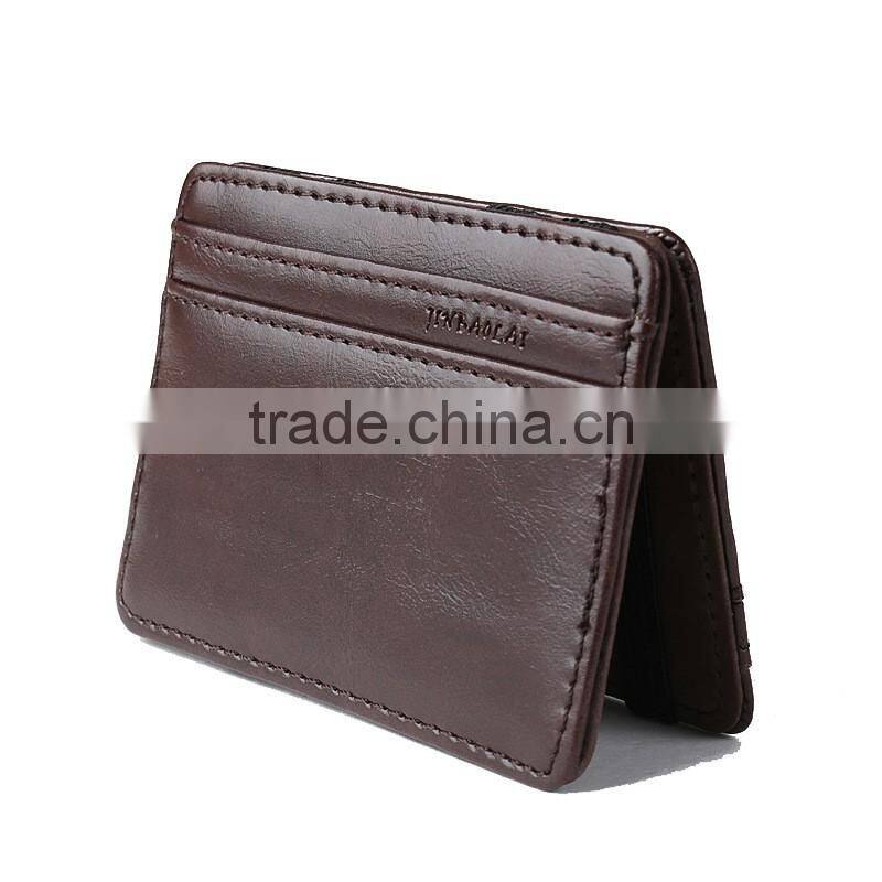 Magic wallet PU leather money clip with RFID-blocking in various designs