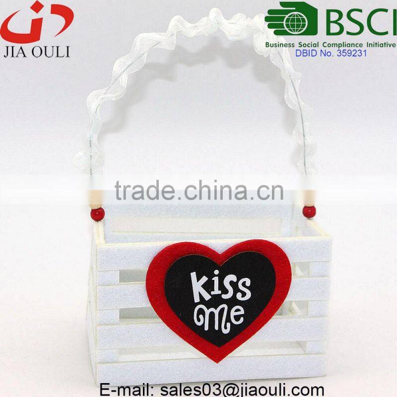 Fashion design Valentines' day decorations non-woven with Jute cover planter pot