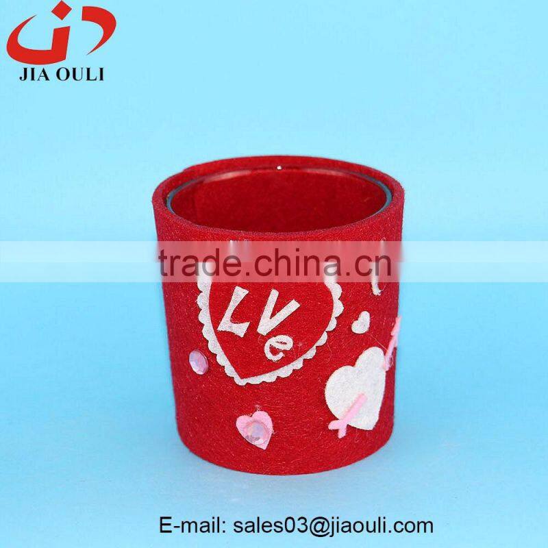 New design with non woven fabric cover glass nursery pot glass cup planter