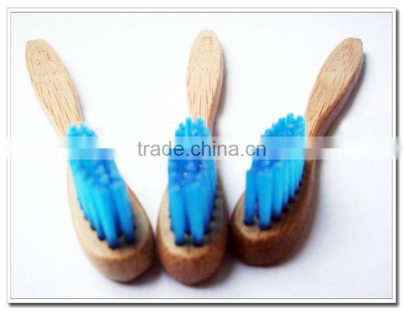 Multi color oval soft bristle bamboo thin handle toothbrush for kids