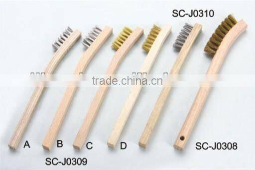 long wooden handle brass wire brush