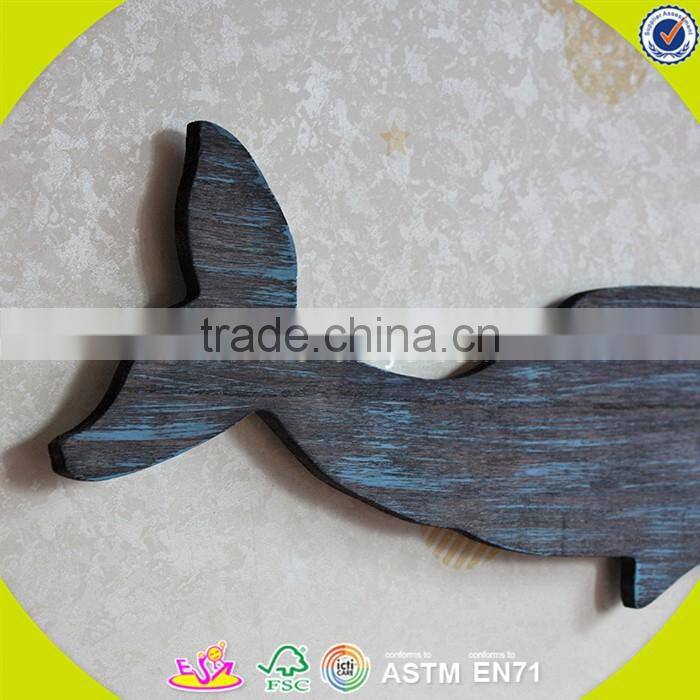 2017 New design home decoration wooden wall decor top fashion whale shape wooden wall decor W09D017