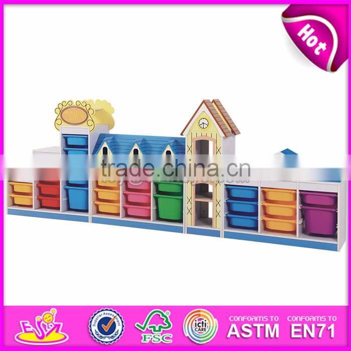 New design cartoon bus shape multi storage shelf wooden kids storage cabinet W08C208
