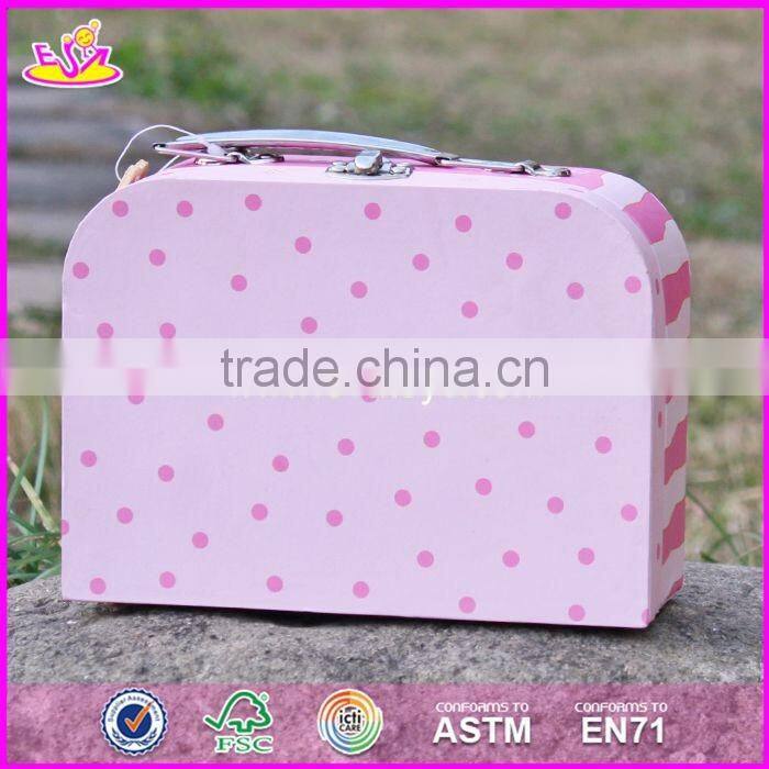 2017 Best sale lovely pink children wooden toy box for sale W08C171-S