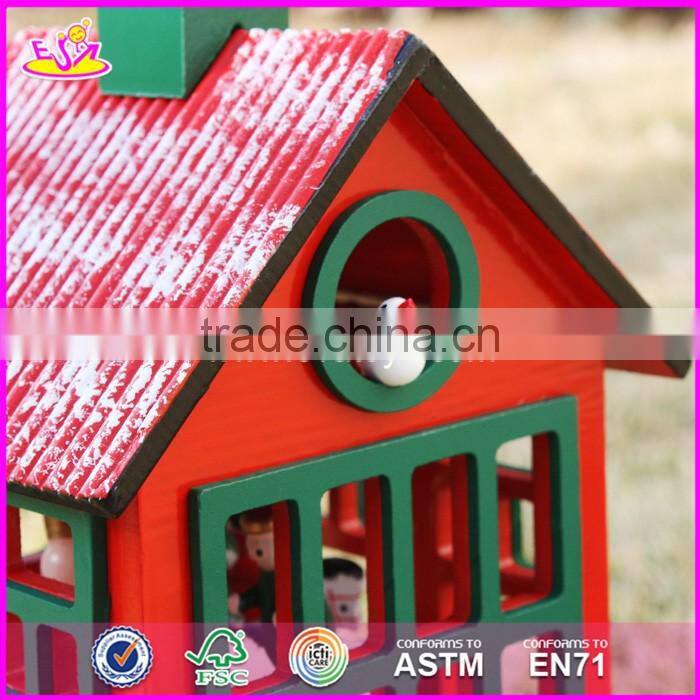 New design red house shape Christmas wooden music box W07B023B