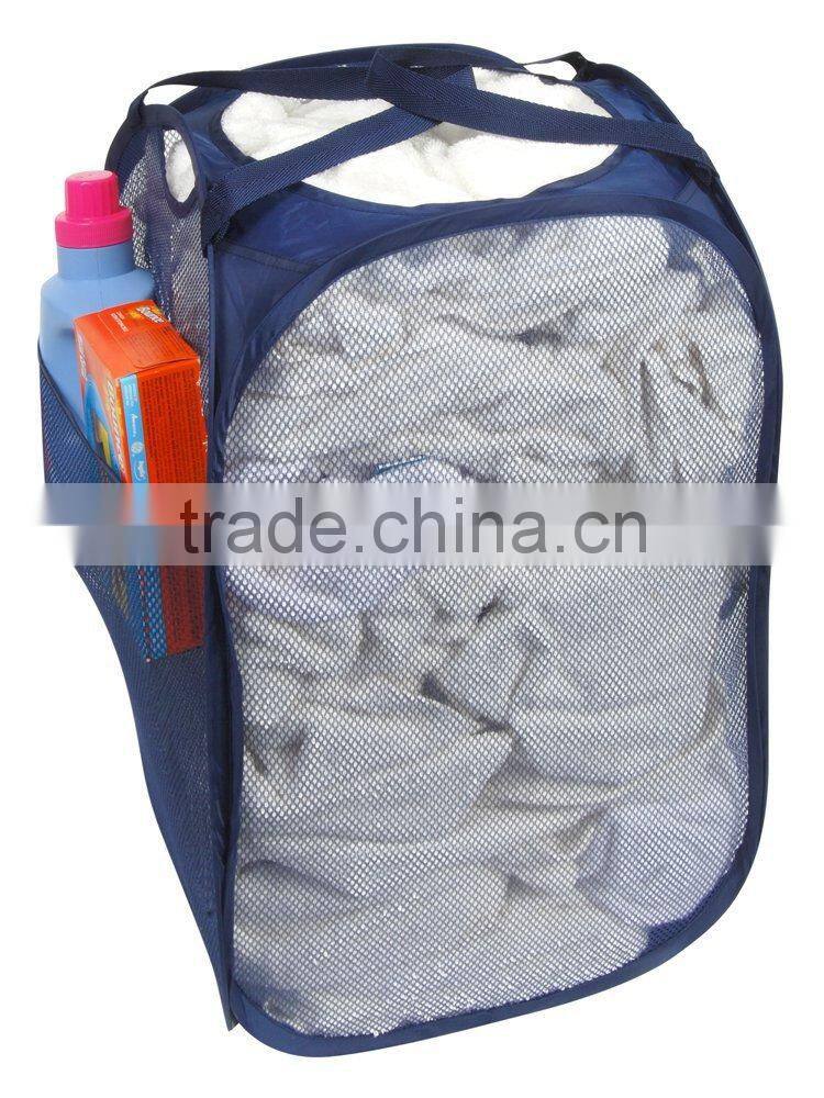 US Market Pop Up Nylon Mesh Bag Basket Bin Folding Laundry Basket