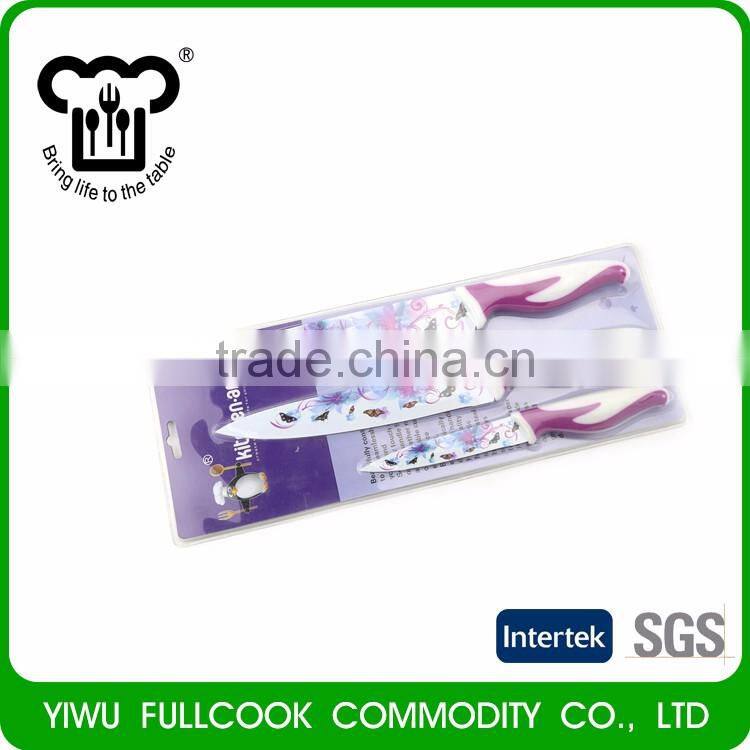 Top fashion custom design flower pttern non-stick kitchen knife set