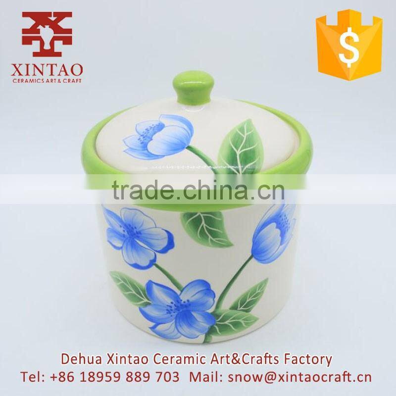 Gifts and craft ceramic storage containers jars canister set white with flower