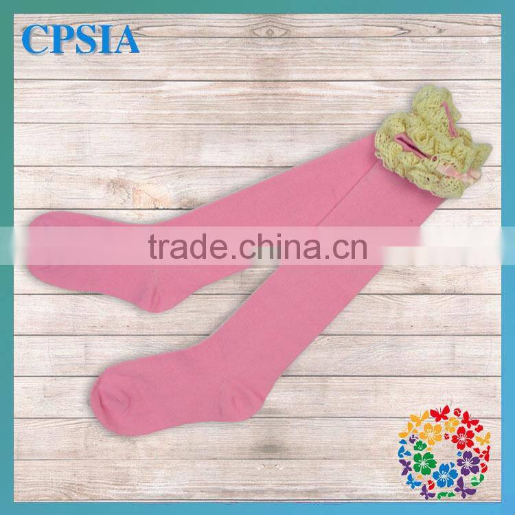 2014 New Arrivals! Baby Kid Child Hot Pink Boots Socks with Fashion Crochet Ruffled