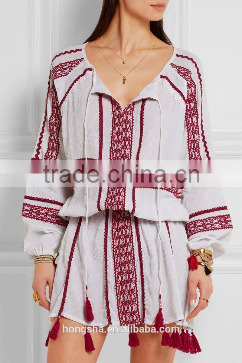 Latest Boho Embroidered Dress Hand Embroidery Design For Dress Girls Dress Names With Pictures HSD6857