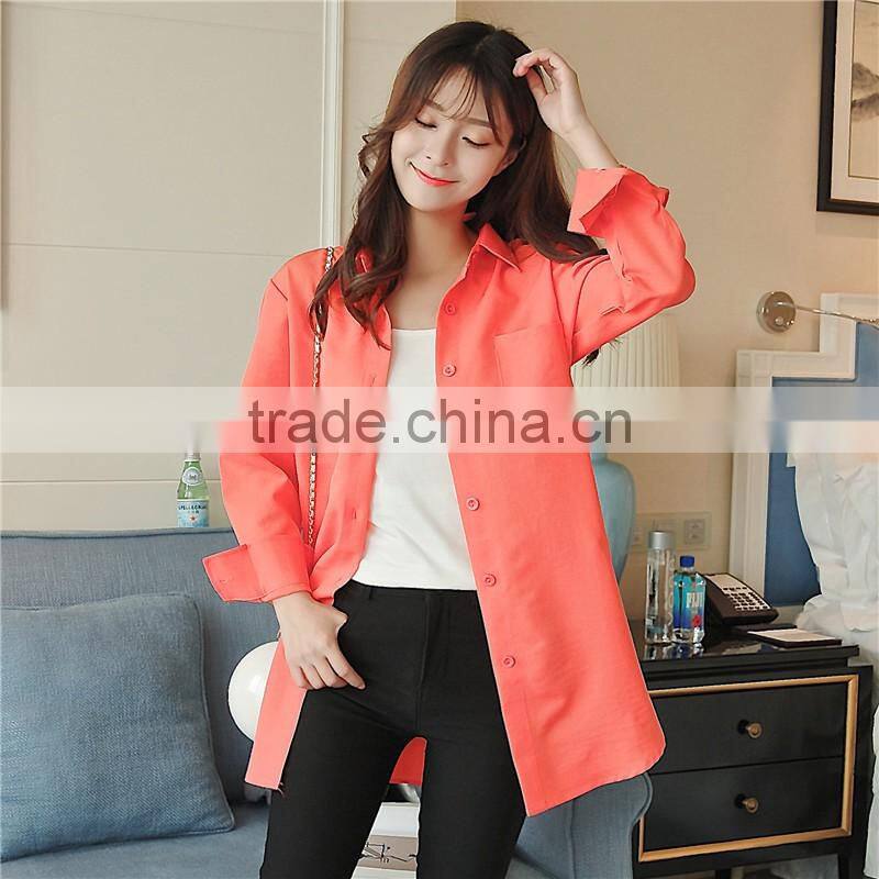 2017 new tops ladies long sleeve woman chiffon fashion ladies blouse