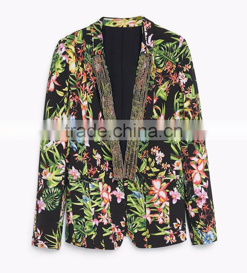 slim fit ladies beaded tweed blazer jacket designs