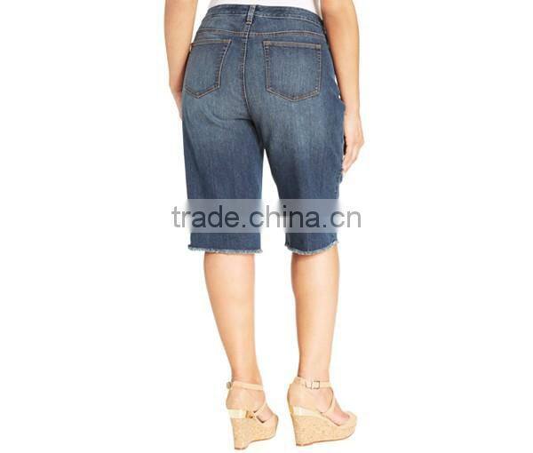Plus Size Denim Bermuda Shorts