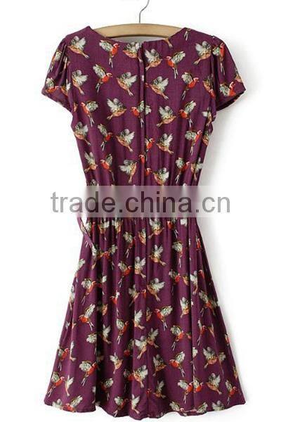 HD-D124 elegant fashion floral women dress/casual ladies dress