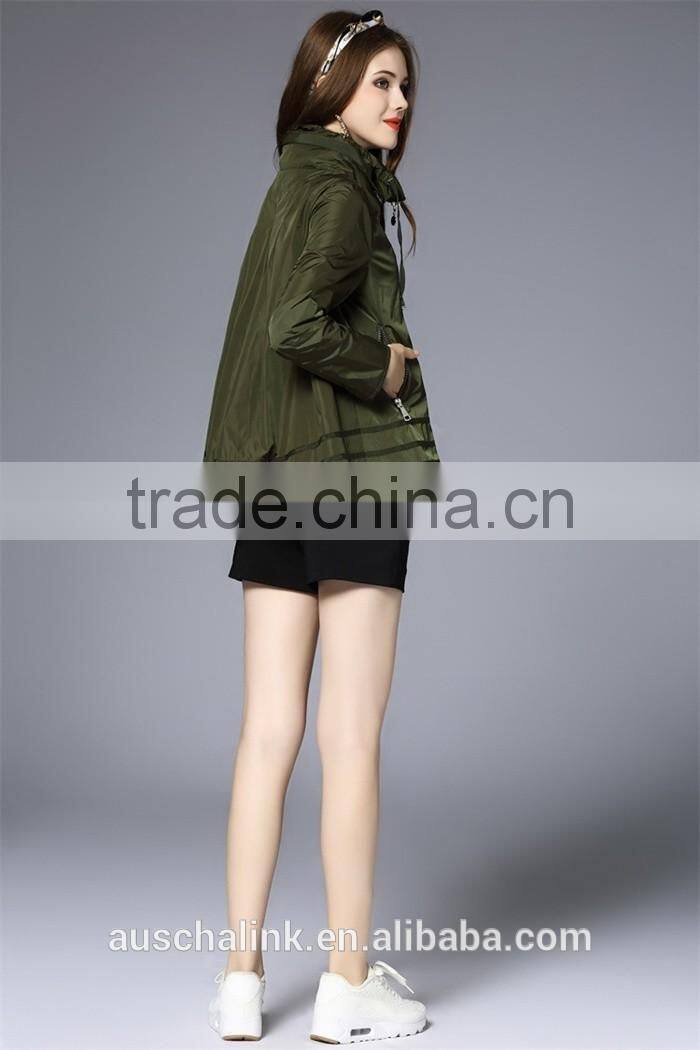 new style custom army green and navy nylon hoodie jacket cheap price