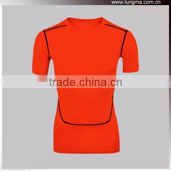 Seamless Sports Short Sleeve Compression Shirts,Mens Rush Guard For Triathlon/Performance Training /Running