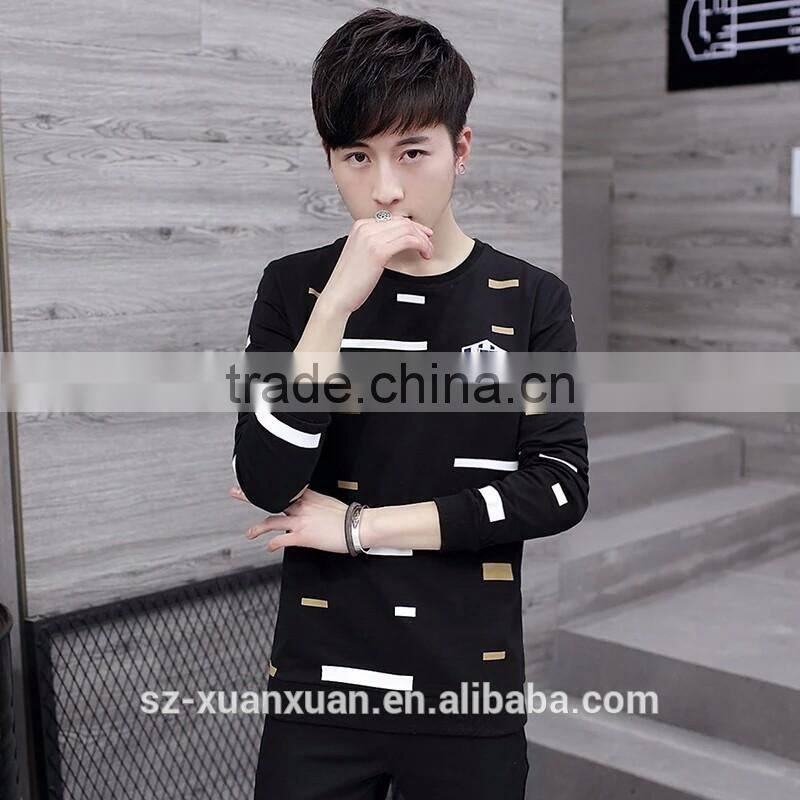 Men gender fashion o-neck long sleeve hoody with plain pattern