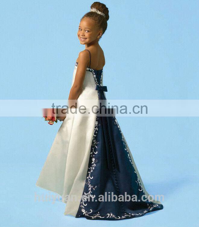 satin spaghetti strap baby gown flower girl dresses royal blue