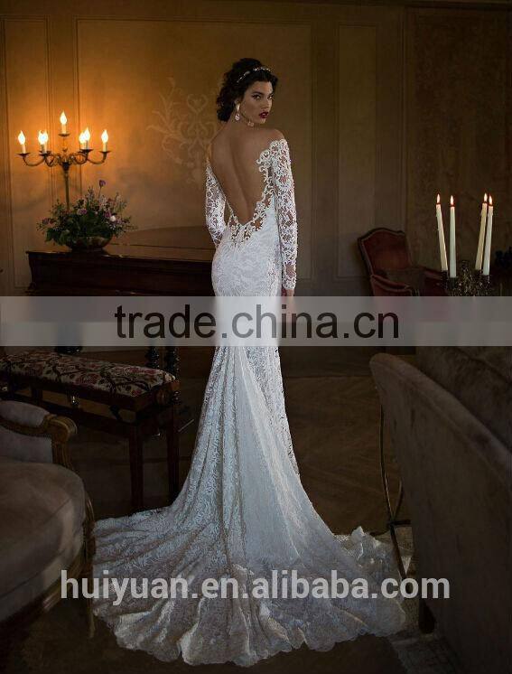 sex long sleeve full lace mermaid fish style wedding dress