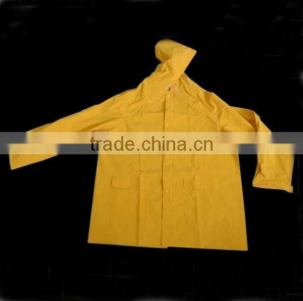 Waterproof Yellow PVC Polyester Safety Long Raincoat