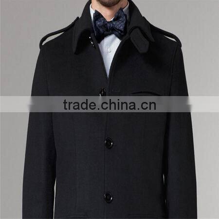 2017 Tailored Black Fashion Design Back Vent Slim Fit Mens Cashmere Men Coat