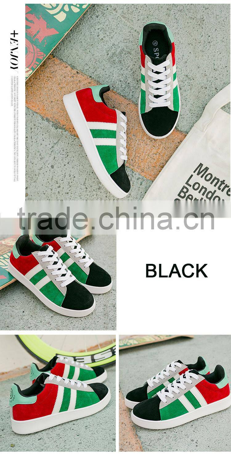 Women round head color block school style canvas shoes