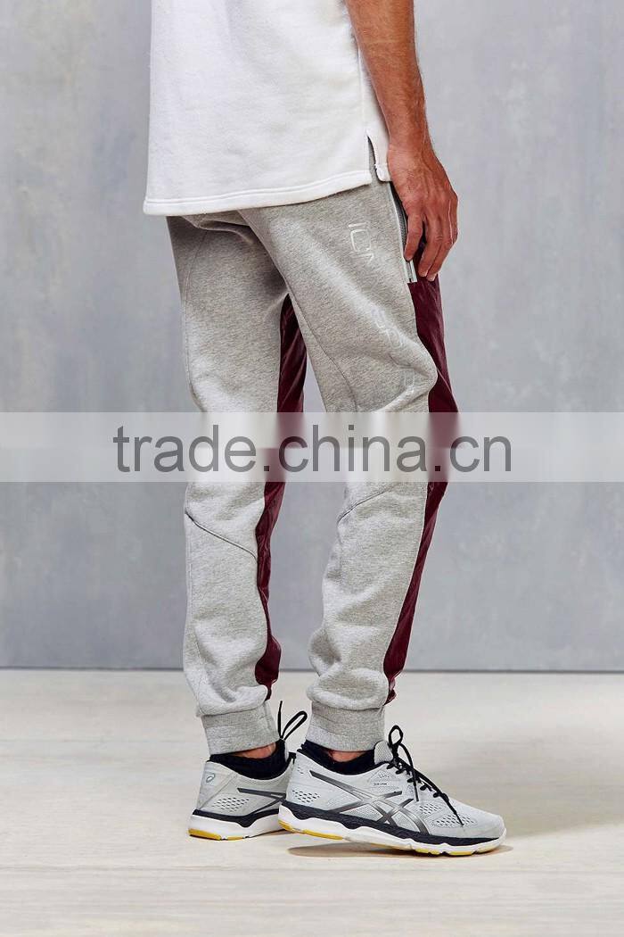 Mens red and grey stitching custom jogger sweatpants