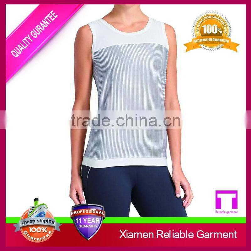 High quality fitness wholesale plain white stripe sport tank top