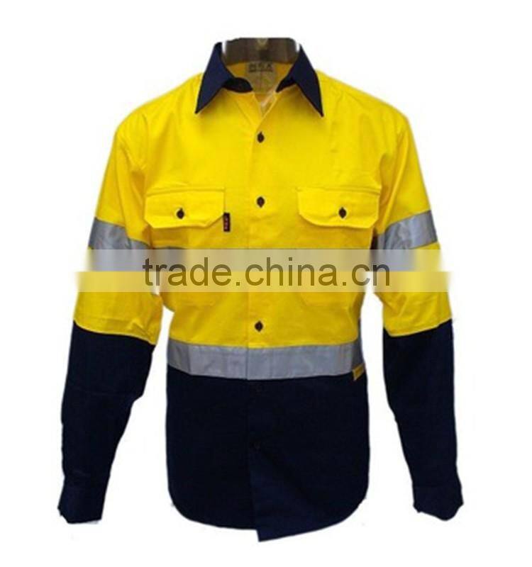 cheap wholesale long sleeve safety reflective work uniform shirt