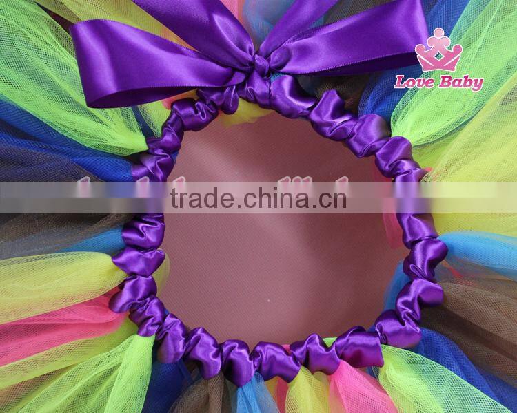 Rainbow Wholesale Princess Dance Girls Puffy Tulle Mini Skirt Baby Fluffy Ruffle Tutu Dress LBLSX-RT5066