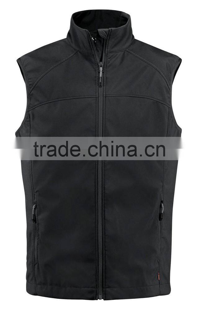Cheap mens comfortable breathable sleeveless softshell jacket