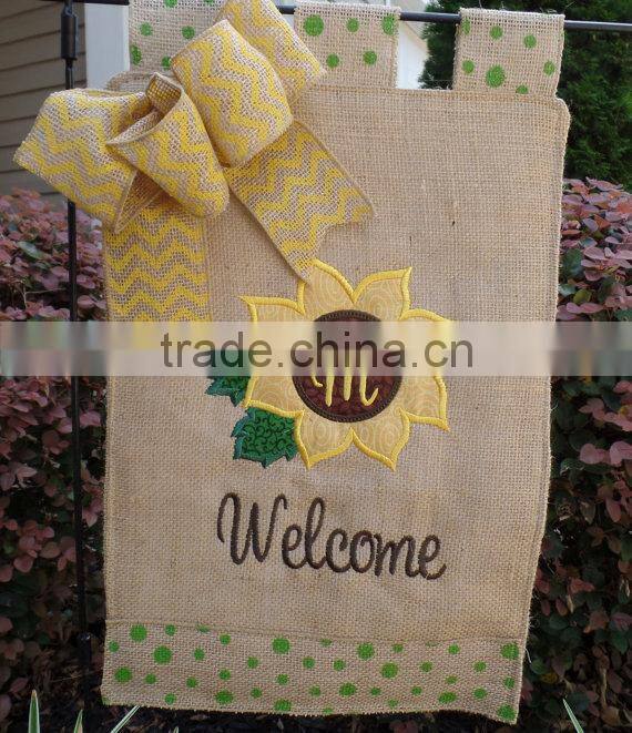 Personalized Embroidered Burlap Garden Flag
