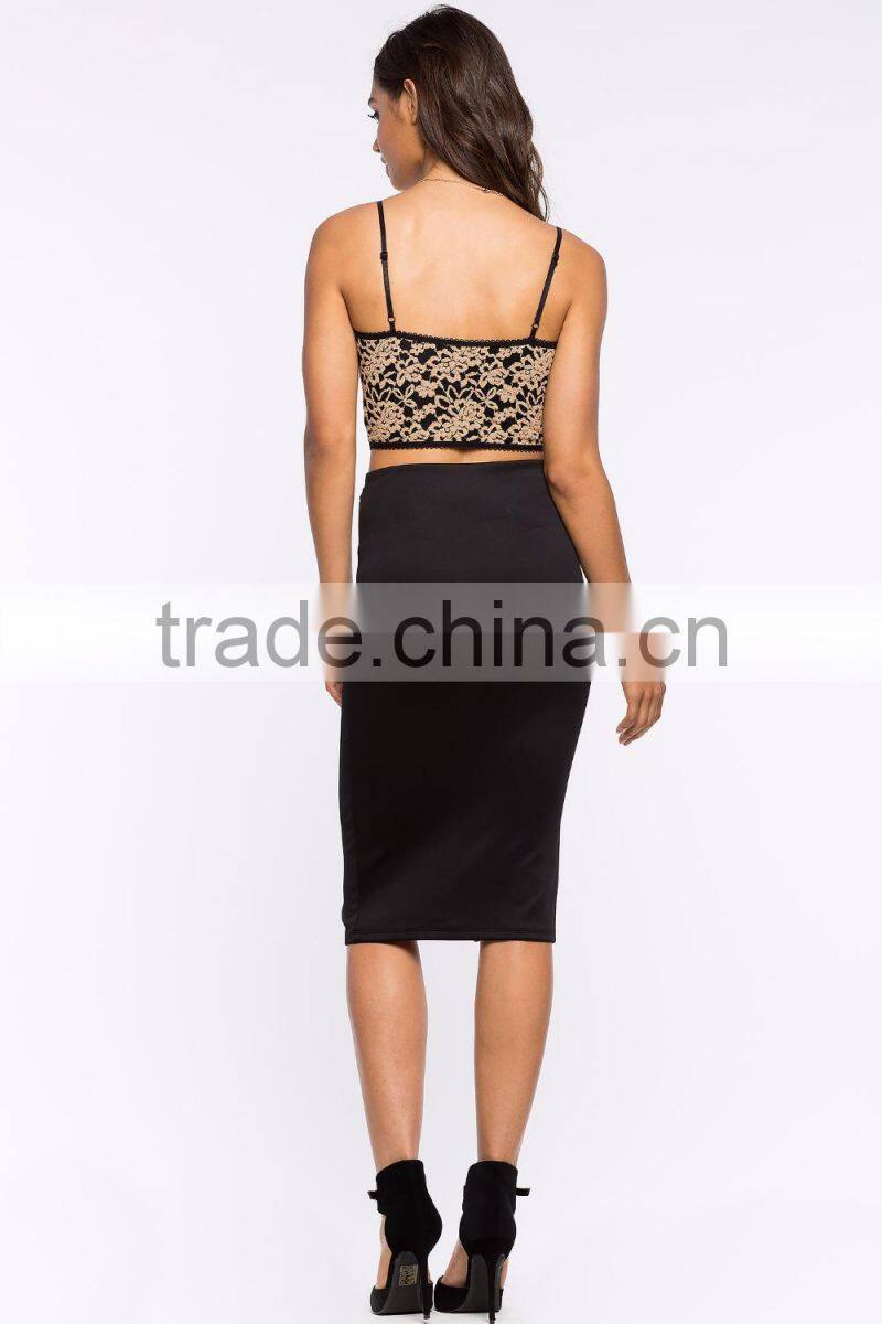 Elasticized waist bodycon fit pencil skirt ladies office skirt wholesale
