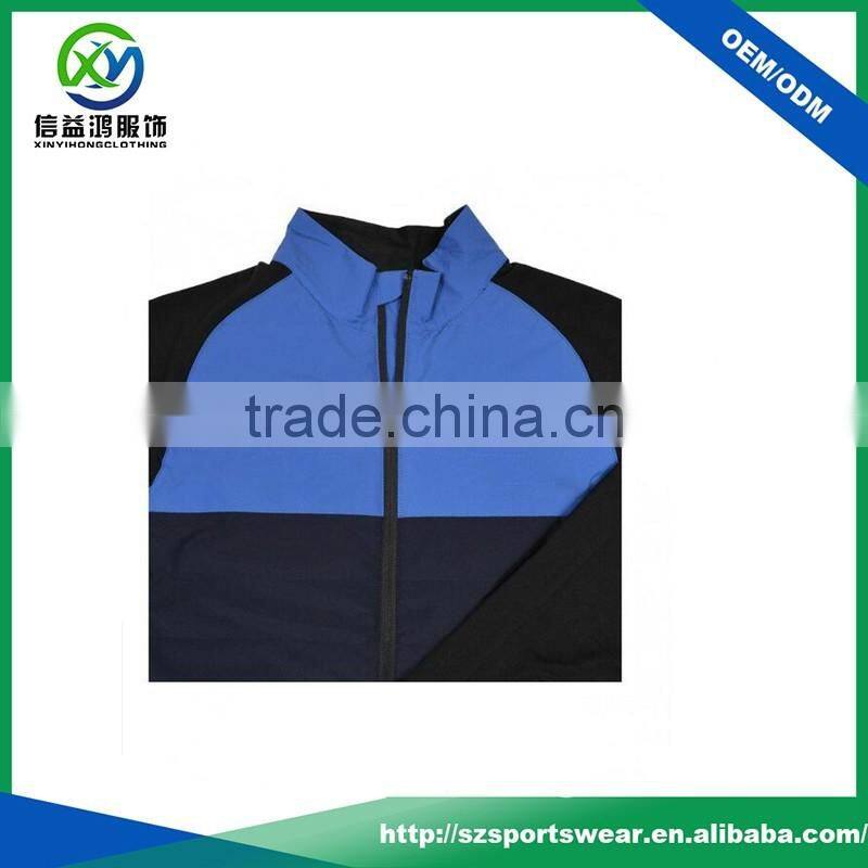 OEM custom contrast color full zipper polyester nylon men's sweatshirt