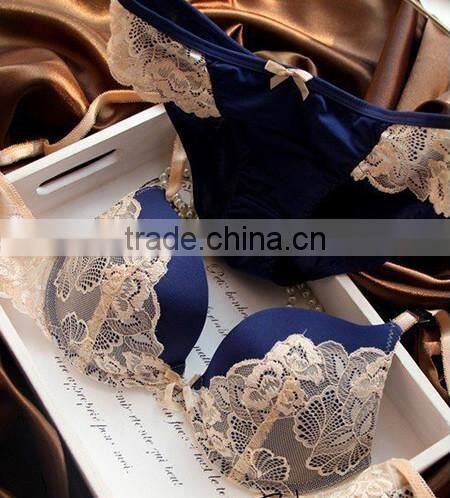 3/4 cup Nylon & Lace Bra and Panties Set,two hook-and-eye,back closure