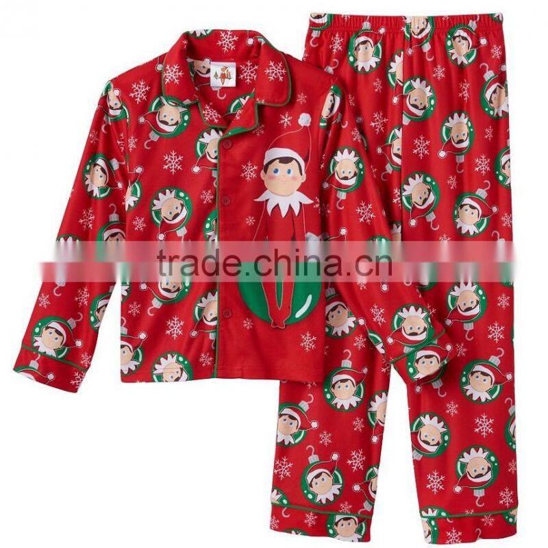 2017 Ibeaar new product christmas red pajamas elf on the shelf designs child clothes unisex boys and girls clothing