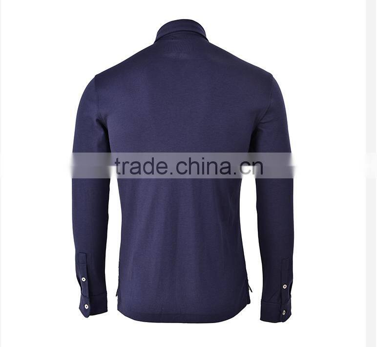 Mens new design wholesale long sleeve polo shirt with pocket