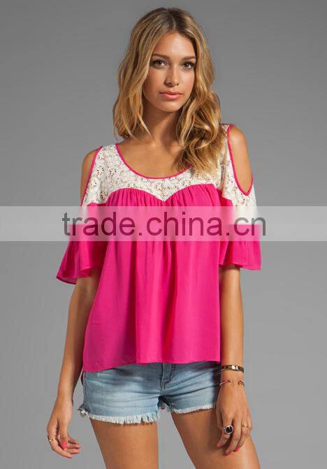 Cold Shoulder Crochet Top