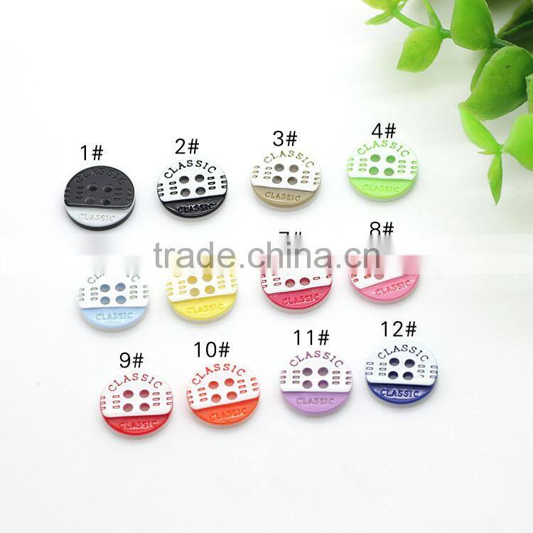 Stock 4-Holes Color Classic Plastic Resin Shirt Button For Garment