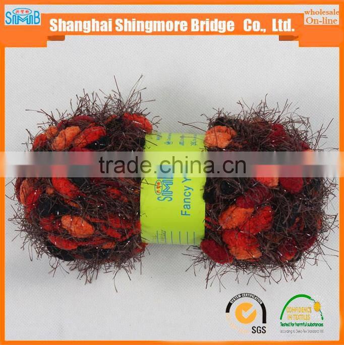 China textile factory direct wholesale 100% polyester spun dyed yarn hand knitting velvet twist feather yarn in low price