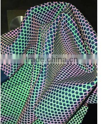 high light durable stretched reflective printing rainbow fabric , reflective printed fabric