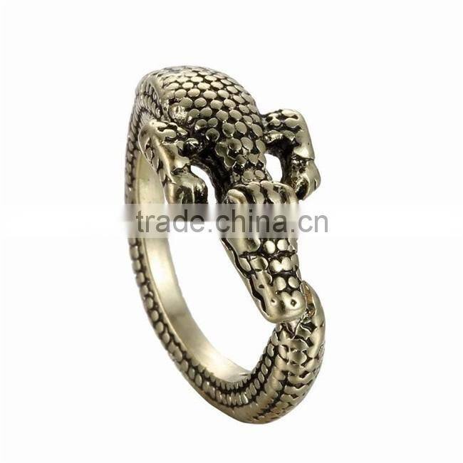 Silver Bronze Plated Crocodile Knuckle Ring Animal Open Mouth Unisex Rings
