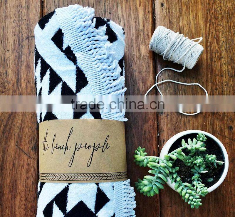Custom design velour organic beach print towel round with tassels luxury style high quality best price